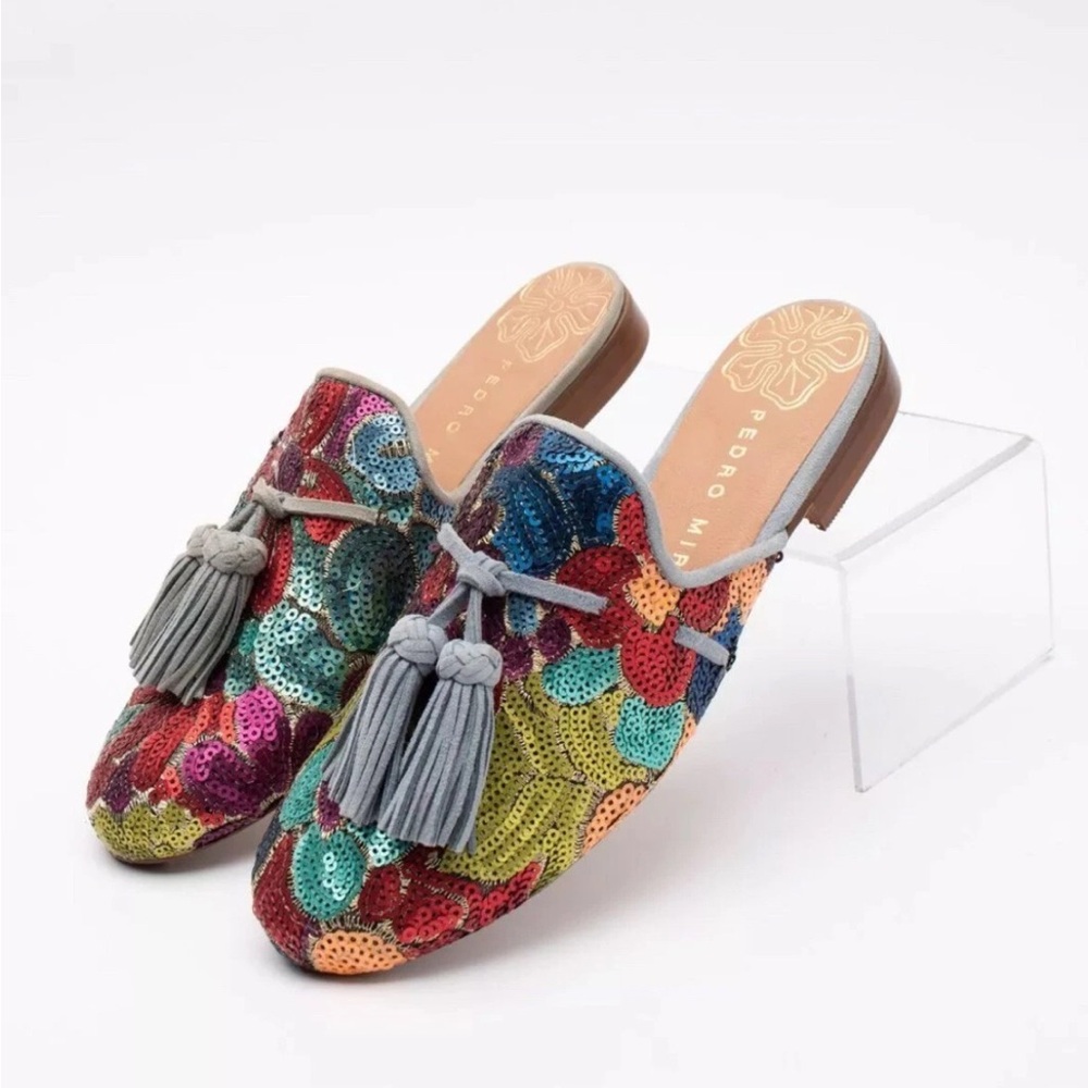 Pedro Miralles Sequin Tassel Mules EU 37 / US 7 – New Without Box 🌸✨